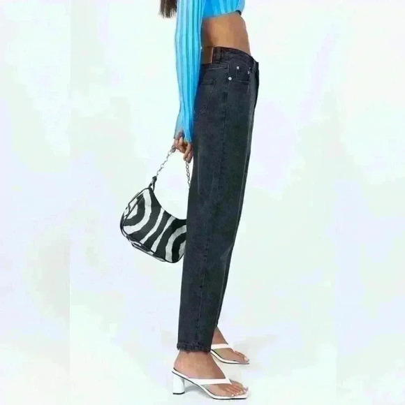 Princess Polly Zaiden Straight Leg High Waisted Jeans Washed Black Cotton size6 - Picture 5 of 11